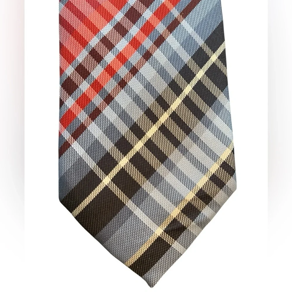 ❤️💙Pierre Cardin Red, Navy and Light Blue Checkered Tie. Classic Style!